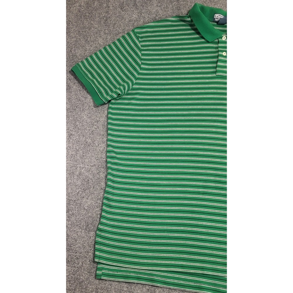 POLO RALPH LAUREN GREEN W/WHITE BLUE STRIPES ORANGE PONY POLO SHIRT SZ XX-LARGE - Picture 4 of 12